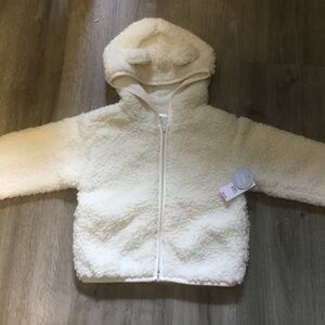 Baby Gap Hooded Fleece Full Zip Cotton Lined Unisex Jacket Ivory Size 4 T